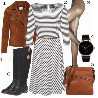 Outfit s Šedá Šaty s výstřihem/Šaty Móda Pro Plnoštíhlou/Šaty s Páskem/Košilové šaty VERO MODA "Pěkný Ležérní Outfit"