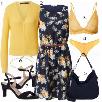Outfit s Tmavě modrá/Růžová Šaty s Kapsou/Letní Šaty/Šaty Bez Rukávů/Šaty s Páskem/Skater šaty/Šaty S Potiskem/Ležérní Šaty About You "Hezký letní vzhled"