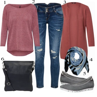 Outfit s Červená/Hnědá/Tmavě červená Pletenina veľkej veľkosti/Halenka a Tunika Tunika Only "Pěkný jarní Outfit"