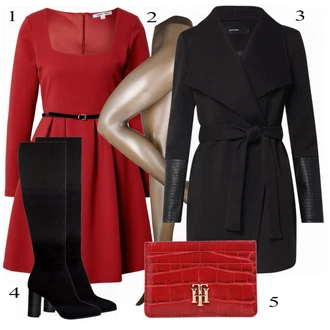 Outfit sa Crvena Haljina About You "Zimski Outfit"