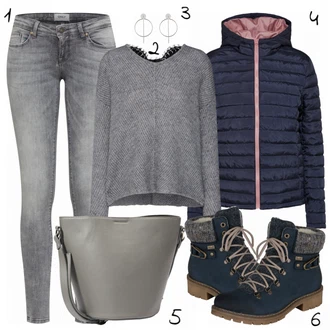 Outfit s Černá Šněrovací Bota/Zimní bota/Nízká bota na podpatku/Kozačka Šněrovací Kotníková Bota Rieker "Jemně"