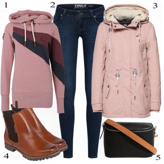 Outfit s Béžová Mikina s kapucí Naketano "Jemně"