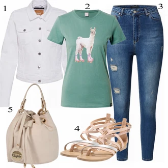 Lehké Outfit s Krémová/Bílá/Světle šedá/Šedá Džínové Bund/Krátký Bund/Letní Bund/Košilová bunda/Krátký Bund/Krátké Džínové Bundičky Only "Letní Oblečení"