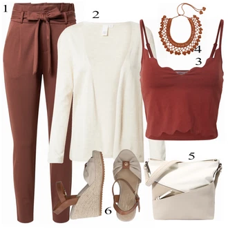 Outfit s Červená/Vínová/Tmavě červená Top Se Špagetovými Ramínky/Bustierový Top/Tílko s ořezem About You "Stylové kombinace pro volný čas"