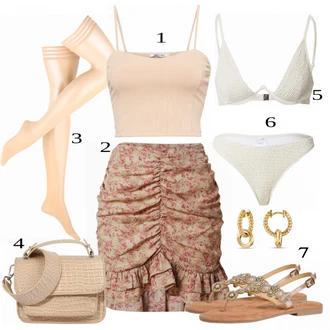 outfit mit Roza/Bež/Modra/Bela Nogavica & Hlačna nogavica "Tvoj cool outfit"