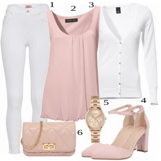 Dlouhé Outfit s Bílá/Žlutá/Šedá Pletenina veľkej veľkosti/Halenka Móda Pro Plnoštíhlou Heine "Elegantní business outfit"