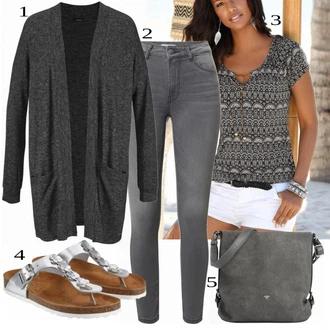 Outfit s Černá/Bílá Mikina s kapucí Lascana "Ulice styl outfitu"