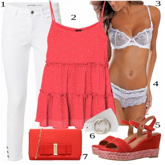 Svatba Outfit s Bílá/Béžová/Růžová/Krémová Angora Prádlo/Brazilské Kalhotky/Klasické Kalhotky/Průsvitná kalhotka/Tanga/Kalhotky/Průhledná kalhotka/Spodní Kalhotky Lascana "Vkusný letní outfit"Look: Bar, Matriční Úřad, Koncert, Předsvatební, Svatba