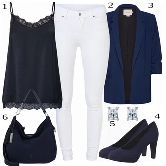 Diamantový vzor Outfit s Bílá/Krémová/Stříbrný Sponka do ucha/Pecka Swarovski "Business vzhled"