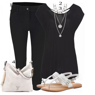 Outfit s Šedá/Stříbrný Jemný Řetízek/Collier/Statement náhrdelník/Bohatě zdobený náhrdelník Pilgrim "Praktický vzhled"