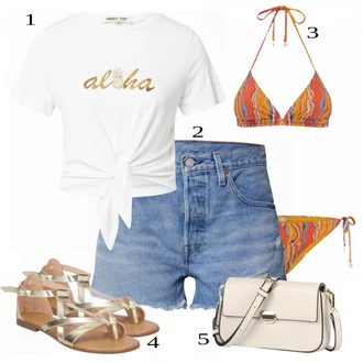 Outfit s Béžová Rybářská sandála/Přezková bota/Letní Bota/Sandál s podpatkem/Vintage sandál/Sandál S T Páskem/Římská sandála/Sandál Na Podpatku/Sandály na hřídeli/Gladiátorská sandála/Sandál Dianette/Páskový Sandál About You "Tvůj otmjeni outfit"