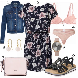 Krátká Outfit s Modrá/Růžová Šaty S Potiskem/Letní Šaty/Tunikové šaty/Šaty s Páskem/Pouzdrové Šaty/Ležérní Šaty/Halenkové Šaty/Šifonové Šaty Only "Letní květiny"