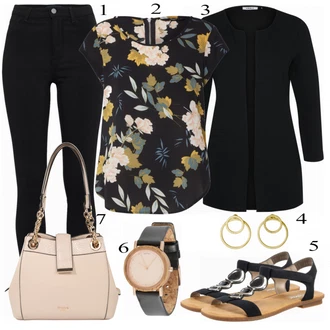 Outfit s Černá Pletenina veľkej veľkosti/Kabát/Tunika Only "Letní Ležérní Outfit"