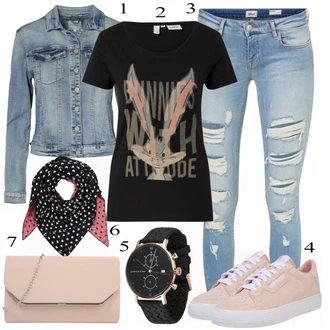 Outfit s Šedá Kabát/Podzimní bunda Vila "Letní Ležérní Outfit"