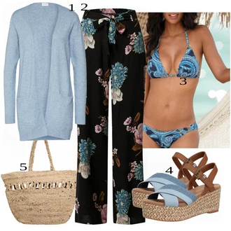 Outfit s Modrá/Tmavě modrá/Černá Bikin/Kožené bundy pro muže/Trojúhelníkové Bikiny/Džínový Bikini/Tankin Push-up/Push-up bikini/Push-up vršek bikin/Brazilské bikini Lascana "Letní Ležérní Outfit"