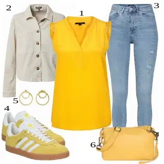 Outfit sa Žuta Tenisica Adidas Originals "Ljetni Kežual Outfit"