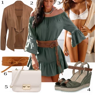 Outfit s Oranžová/Hnědá/Béžová Ležérní pásek/Pásek bez Přezky/Korzetový Pásek/Klasické Pásky/Obojek/Široký Opasek/Pásek Na Pas/Páska s Kapsou/Kožený Pásek Pieces "Letní volnočasový outfit"