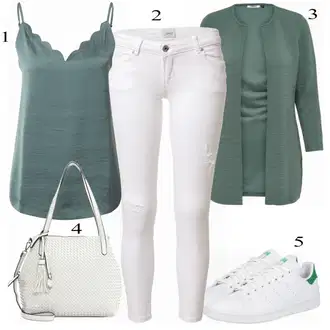 Outfit s Tyrkysový/Zelená/Khaki Pletenina veľkej veľkosti/Tunika/Kabát/Kalhoty Veľké Veľkosti Only "Klasické vzhledy"