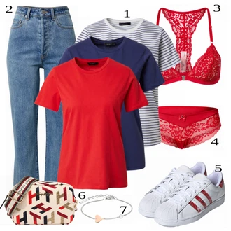 outfit mit Rdeča Nedrček HUNKEMÖLLER, Rdeča Hlačke HUNKEMÖLLER "Tvoja elegantna obleka"