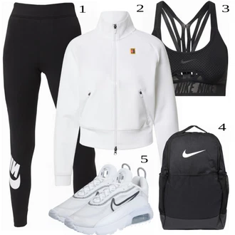 Športne Outfiti mit Črna Nedrček Nike, Črna Touring backpack Nike "Tvoj udobni outfit"