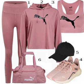 Outfit s Béžová Mikina s kapucí Puma "Sportovní Oblečení"