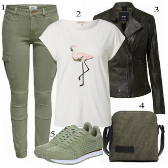 Outfit s Šedá/Zelená WODEN "Ulice Styl Outfit"