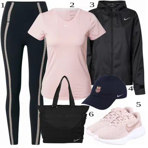 Roza Majice kombinirajte z Roza/Bež/Modra Casual Majice Nike, Črna Športni nahrbtniki Nike, Siva/Roza/Bež/Modra Superga Nike, Črna Dežne Jakne Nike