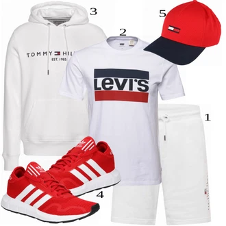 outfit mit Rdeča/Bela Čevlj Superga Adidas Originals "Priložnostna oblačila"