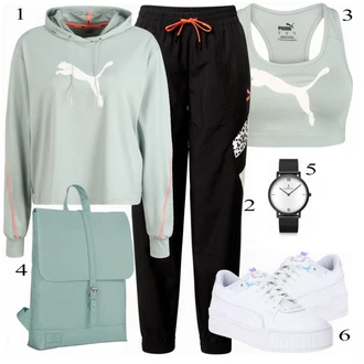 Outfit s Šedá Sportovní podprsenka Puma "Sportovní Zimní Outfit"