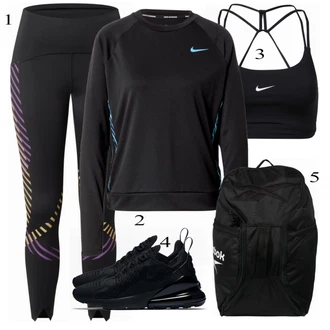 Outfit s Černá Sportovní podprsenka Nike "Sportovní Zimní Outfit"