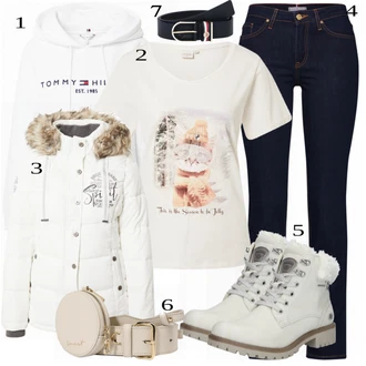 Outfit s Bílá/Růžová/Šedá/Krémová/Stříbrný/Vícebarevný Originální mikina/Svetr S Kapucí/Partnerská Mikina/Sportovní mikina/Mikina/Unisex Mikina S Kapucí/Vintage mikina/Dámský Svetr/Svetr s kapucí Tommy Hilfiger "Outfit na podzim"