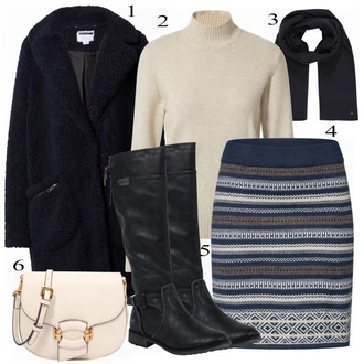 Outfit s Béžová/Šedá Pletený Oděv Vila "Pěkná kombinace pro volný čas"