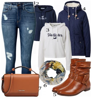 Outfit s Šedá Pletený Oděv Hollister "Pěkná kombinace pro volný čas"