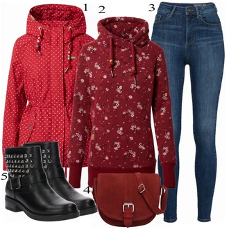 Károvaný Outfit s Modrá/Tmavě modrá/Světle modrá Kalhoty Džínové Legíny/Jeggings VERO MODA "Podzimní atmosféra"