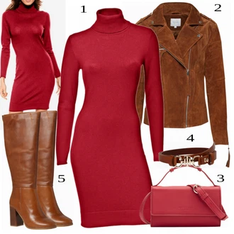 outfit mit Rdeča Usnjena Jakna Vila "Stilna podoba za prosti čas"