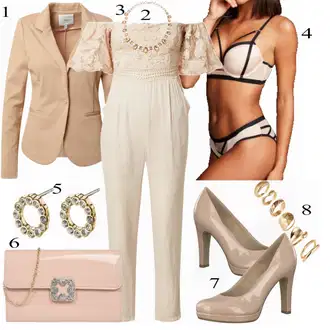 Outfit s Béžová/Růžová/Modrá Kalhotky Lascana "Jarní stylový vzhled"