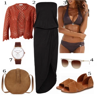 Outfit s Červená Kardigan "Písečný Outfit"
