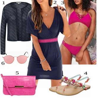 Outfit s Růžová Bikiny s průstřihem/Balconette-bikini/Tankiny bandeau/Plavky s průstřihem/Plavky s minimálním střihem/Bezdrátový plavky/Balconette/Bandeau vršek bikin Venice Beach "Písečný Outfit"