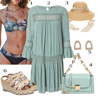 Výstřih na ramena Outfit s Tyrkysový/Zelená/Světle modrá Boho Letní Šaty/Boho Šaty Elegantní/Francouzské šaty/Tunikové šaty/Šaty S Kosticí/Vintage Boho Šaty Only "Pro slunečné dny"