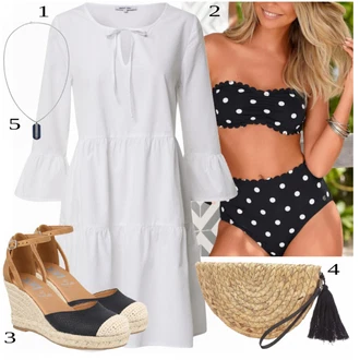Outfit s Černá/Růžová/Hnědá Plavky Bikiny - Spodní Díl/Bikinový kraťas/Bikiny hotpant/Plavecký šortky/Bikinys S Šortkami/Plavka/Bikina s vysokým pasem/Spodní díl bikin Lascana "Outfit na léto"