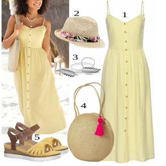 Outfit s Stříbrný/Šedá Ležérní pásek/Řemínek pro hodinky/Klasické Pásky/Náramek/Vlasový Doplněk Lascana "Letní outfit na volný čas"
