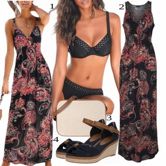 Dlouhé Outfit s Červená/Hnědá/Tmavě červená/Žlutá Maxi Šaty/Dlouhé Letní Šaty/Šaty S Potiskem/Dlouhé Šaty Lascana "Lehký outfit"