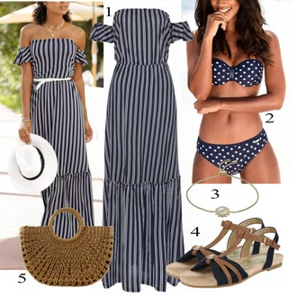 Outfit s Modrá/Světle modrá/Tmavě modrá/Pastelové barvy Plavky Bikin/Bandeau vršek bikin/Balconette/Plavky bandeau/Kožené pásky pro muže/Balconette-bikini/Bandeau Bikin/Push-up vršek bikin Lascana "Letní květiny"