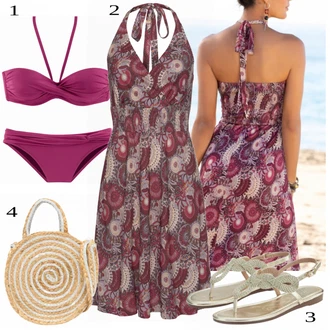 Outfit s Růžová Tankin Push-up/Zavinovací bikini/Bikinové plavky s vycpávkami/Plavky bandeau/Bikiny s průstřihem/Bikin/S Kosticemi/Balconette-bikini/Push-up bikini/Bandeau Bikin Lascana "Lehký outfit"