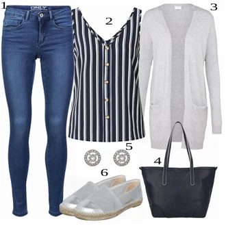 Kůže Outfit s Šedá/Stříbrný Espadrille pantofle/Espadrilka Espadrij L´originale "Ulice Styl Outfit"