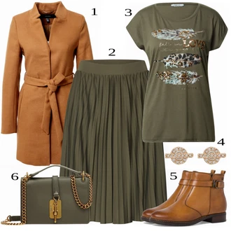 Outfit s Černá/Zelená Sukně/Móda Pro Plnoštíhlou About You "Ulice Styl Outfit"