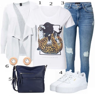 Outfit s Modrá Kožená bunda/Svetrová Vest Dlouhý svetr/Midi Kabát Pieces "Ulice Styl Outfit"