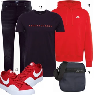 outfit mit Rdeča/Bela Pletenina Nike Sportswear "Oblačila za ulico"