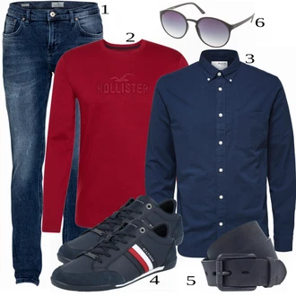 outfit mit Črna/Modra Poslovna Srajca "Priložnostna oblačila"