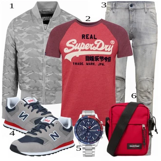 outfit mit Rdeča Casual Majica Superdry "A"